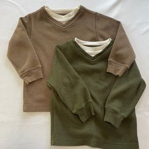 Lot of 2 sweaters- brown & green, Sz 2/3T